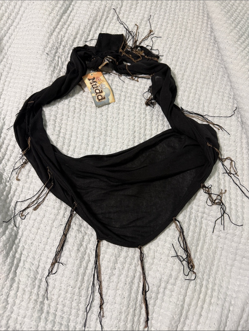 Mudd Black Fringe Triangle Scarf Wrap